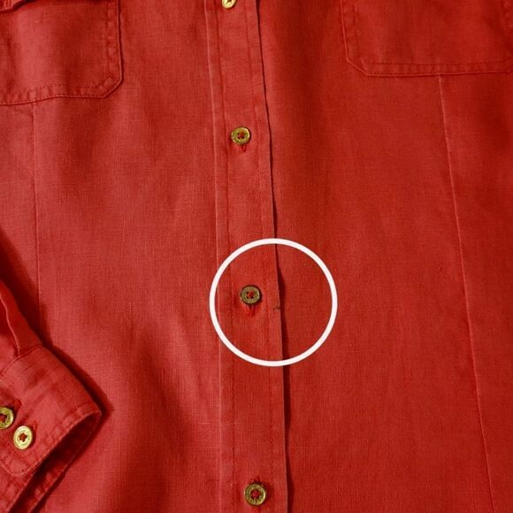 Calvin Klein Women's Red Orange Linen  Long Sleeve Button-Down Blouse - Picture 14 of 15